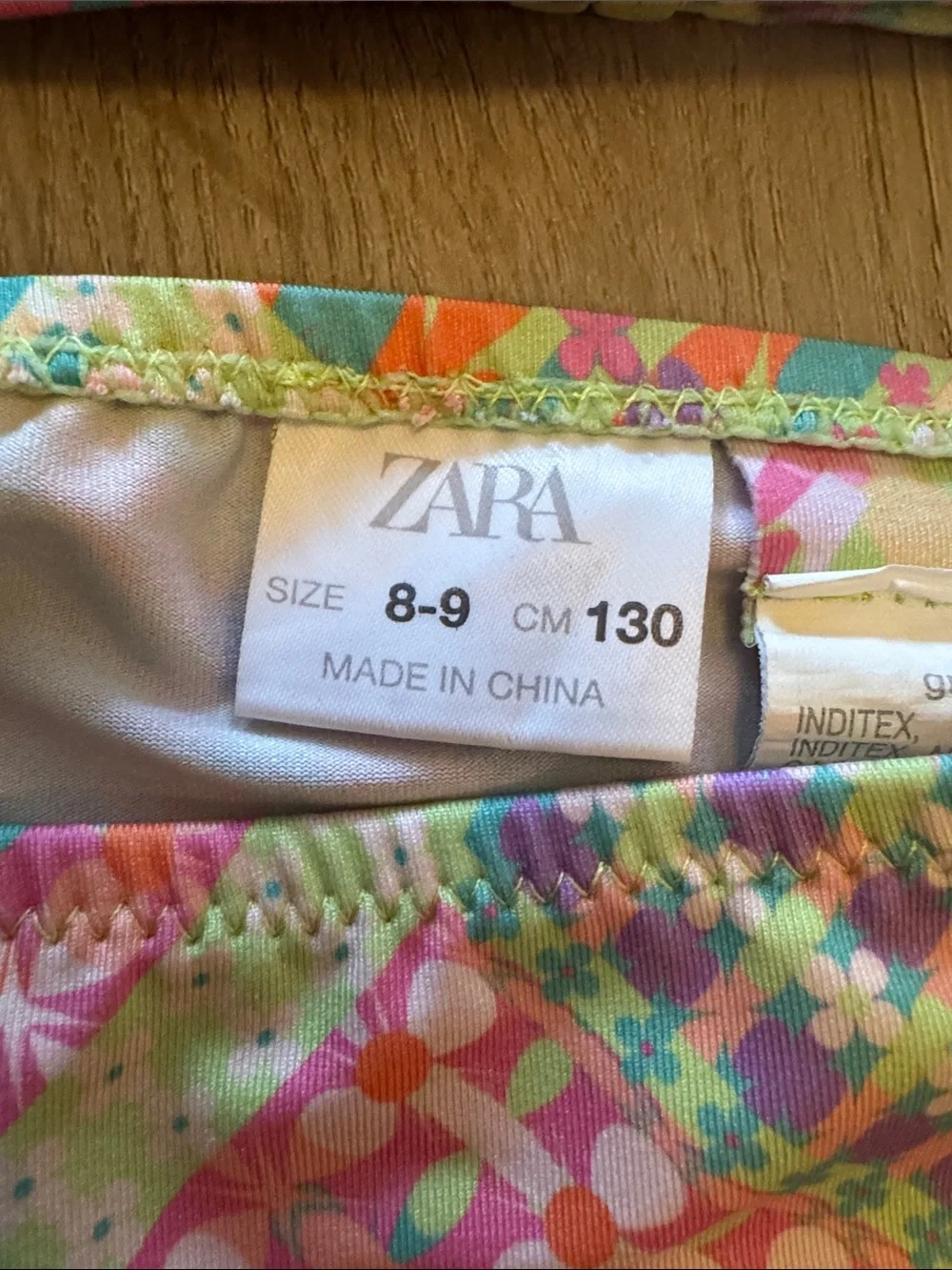 Zara Girls Multicolor Patchwork Bikini — Pink, Yellow, Green, Blue